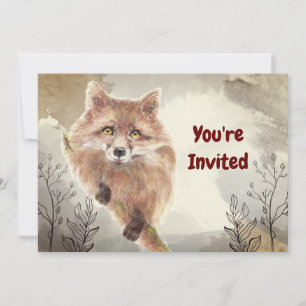 Watercolor Foxes Animal Custom Birthday Invitation
