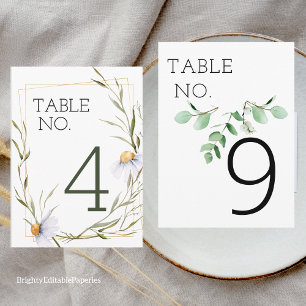 Watercolor Frame Minimalist Table Number Template