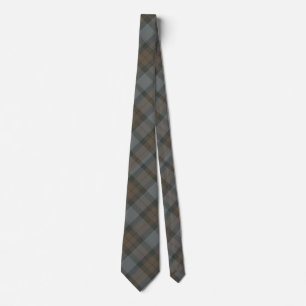 Watercolor Fraser Clan Tartan Grey Blue Tie