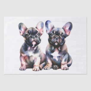 Watercolor French Bulldog cute puppies Tissue Paper