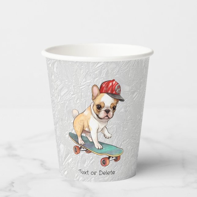 Watercolor French Bulldog Paper Cups (Front)