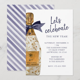 Watercolor French Champagne Party Invitation