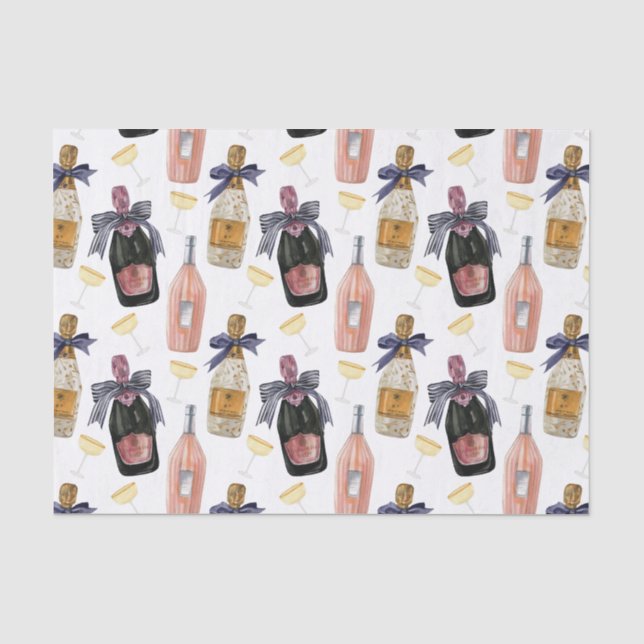 Watercolor French Champagne Tissue Paper (Front)