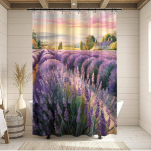 Watercolor French Country Lavender Fields