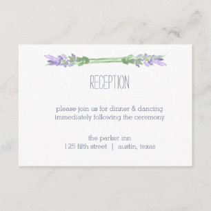 Watercolor French Lavender on White Reception Enclosure Card