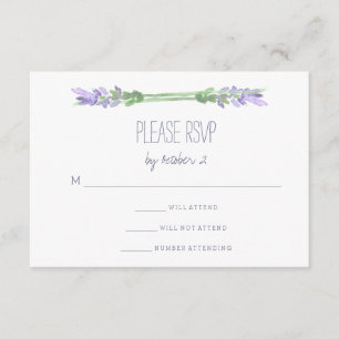 Watercolor French Lavender on White Wedding RSVP