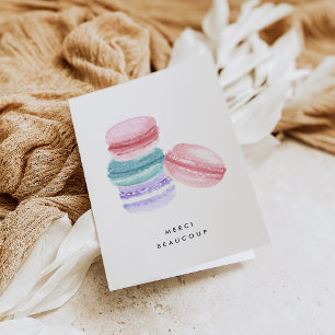Watercolor French Macarons Thank You Card