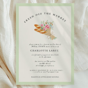 Watercolor Fresh Off the Market Bridal Shower Invitation