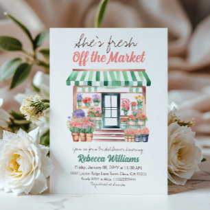 Watercolor Fresh Off the Market Bridal Shower Invitation