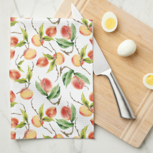Watercolor Fresh Peach Kitchen Towel