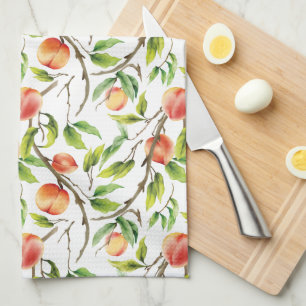 Watercolor Fresh Peach Kitchen Towel