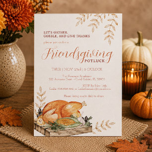 Watercolor Friendsgiving Potluck Invitation
