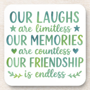 Watercolor Friendship Quote Coaster