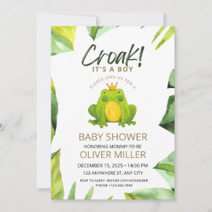 Watercolor Frog Baby Shower Invitation