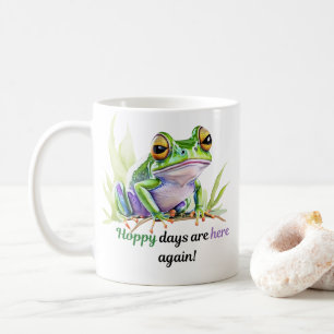 Watercolor frog with Hoppy days are here again. Coffee Mug