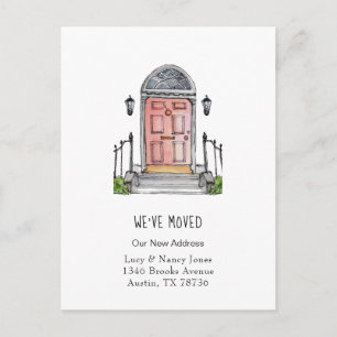 Watercolor Front Door We've Moved moving Postcard