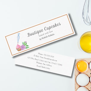 Watercolor Frosting Cupcake Bakery, Detailed Mini Business Card