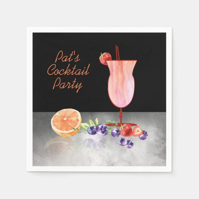Watercolor Frozen Cocktail Birthday Party Napkin (Front)