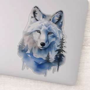 Watercolor Frozen Tundra Arctic Fox