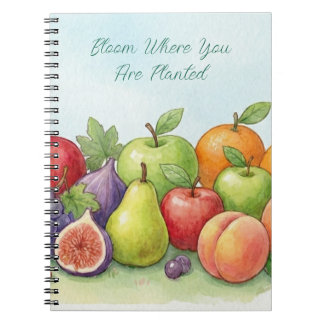 Watercolor Fruit Abundance, Tu Bishvat Background Notebook