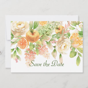 Watercolor Fruit and Garden Flowers Save The Date