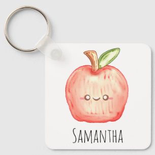  Watercolor Fruit Apple Keychain
