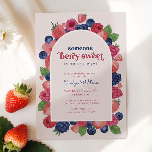 Watercolor Fruit Berry Sweet Baby Shower Invitation