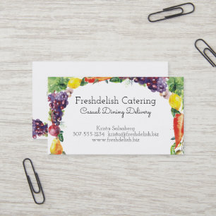 Watercolor fruit vegetable catering business card