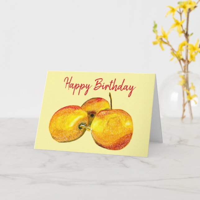 Watercolor fruit yellow pear fruit card (Yellow Flower)