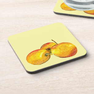 Watercolor fruit yellow pear fruit coaster