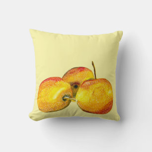 Watercolor fruit yellow pear fruit throw pillow