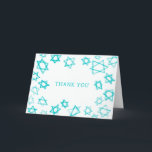 Watercolor Fun Aqua Star of David Bar Bat Mitzvah  Thank You Card<br><div class="desc">Perfect fun THANK YOU card to send after a bat mitzvah, bar mitzvah or other Jewish celebration! Hand made watercolor art for you on the front and blank inside! FULLY CUSTOMIZABLE! Click on “Personalize” above to edit the text. Click "edit using design tool" to adjust the fonts, colours and placements....</div>