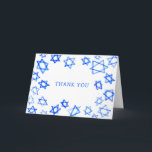 Watercolor Fun Blue Star of David Bar Bat Mitzvah  Thank You Card<br><div class="desc">Perfect fun THANK YOU card to send after a bat mitzvah, bar mitzvah or other Jewish celebration! Hand made watercolor art for you on the front and blank inside! FULLY CUSTOMIZABLE! Click on “Personalize” above to edit the text. Click "edit using design tool" to adjust the fonts, colours and placements....</div>