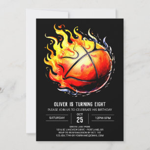 Watercolor Fun Boy Basketball Birthday Invitation