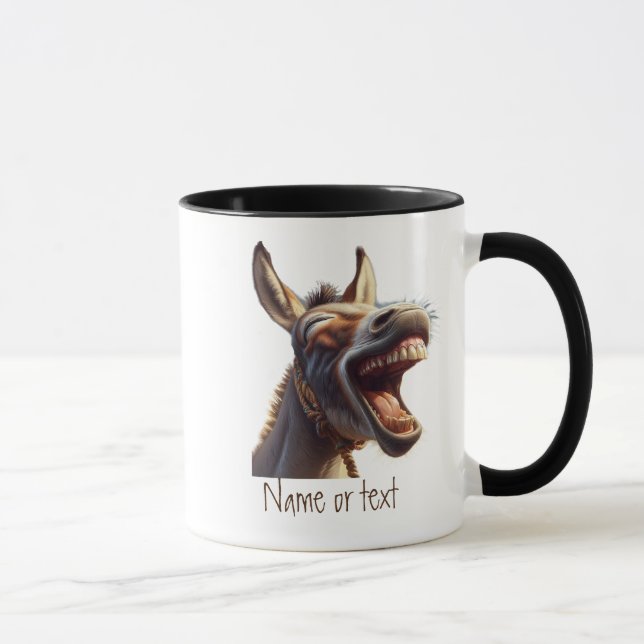 Watercolor Fun Laughing Donkey Burro Custom  Mug (Right)