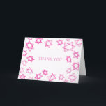 Watercolor Fun Pink Star of David Bar Bat Mitzvah  Thank You Card<br><div class="desc">Perfect fun THANK YOU card to send after a bat mitzvah, bar mitzvah or other Jewish celebration! Hand made watercolor art for you on the front and blank inside! FULLY CUSTOMIZABLE! Click on “Personalize” above to edit the text. Click "edit using design tool" to adjust the fonts, colours and placements....</div>