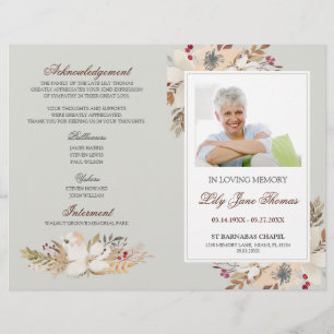 Watercolor Funeral Program   In Loving Memory Flyer