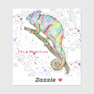 Watercolor funny chameleon