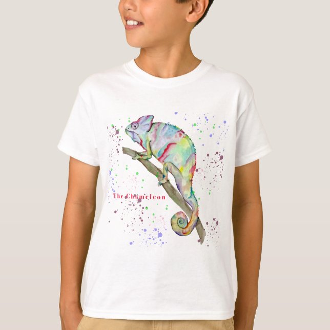 Watercolor funny chameleon T-Shirt (Front)