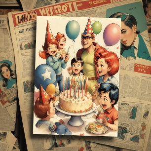 Watercolor Funny Comic Birthday Scene Invitation