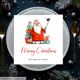 Watercolor Funny Santa Custom Christmas Napkins