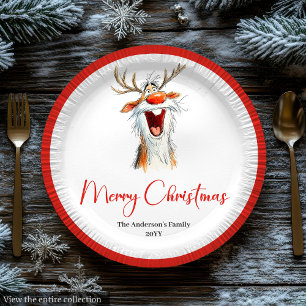 Watercolor Funny Santa Custom Christmas Plates