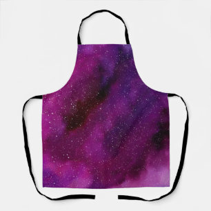 Watercolor Galaxies purple pink Apron