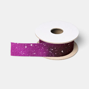 Watercolor Galaxies purple pink  Satin Ribbon