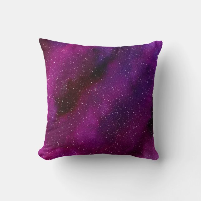 Watercolor Galaxies purple pink  Throw Pillow (Front)