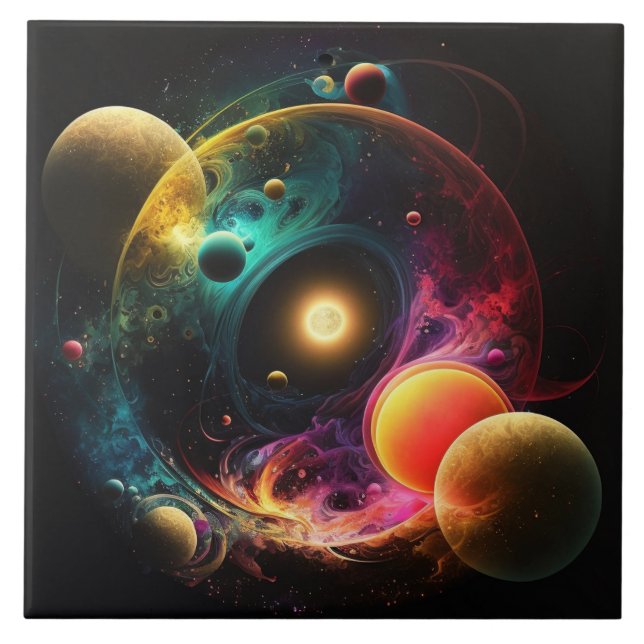 Watercolor Galaxy Fractal Tile (Front)