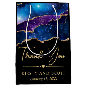 Watercolor Galaxy Glitter Agate Wedding Medium Gift Bag