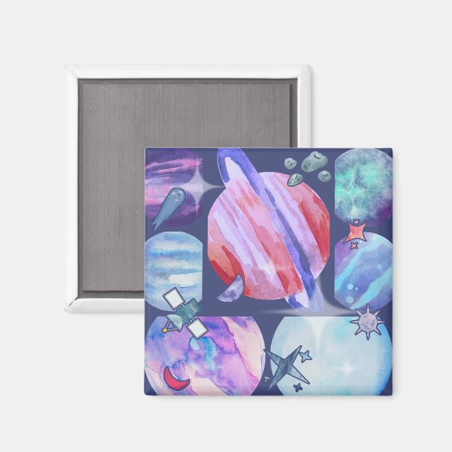 Watercolor Galaxy Patchwork Magnet (Front/Back)