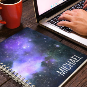 Watercolor Galaxy Personalized Name Space  Notebook