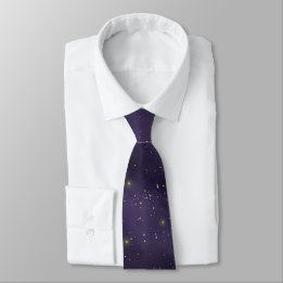 Watercolor Galaxy Universe Dark Purple Neck Tie